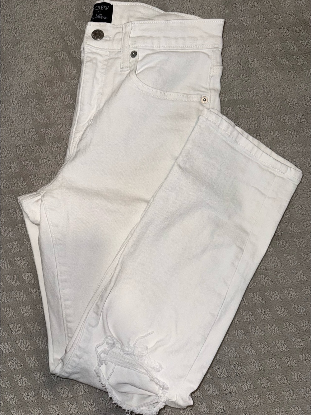J. Crew Women's White Slim Boyfriend Jeans